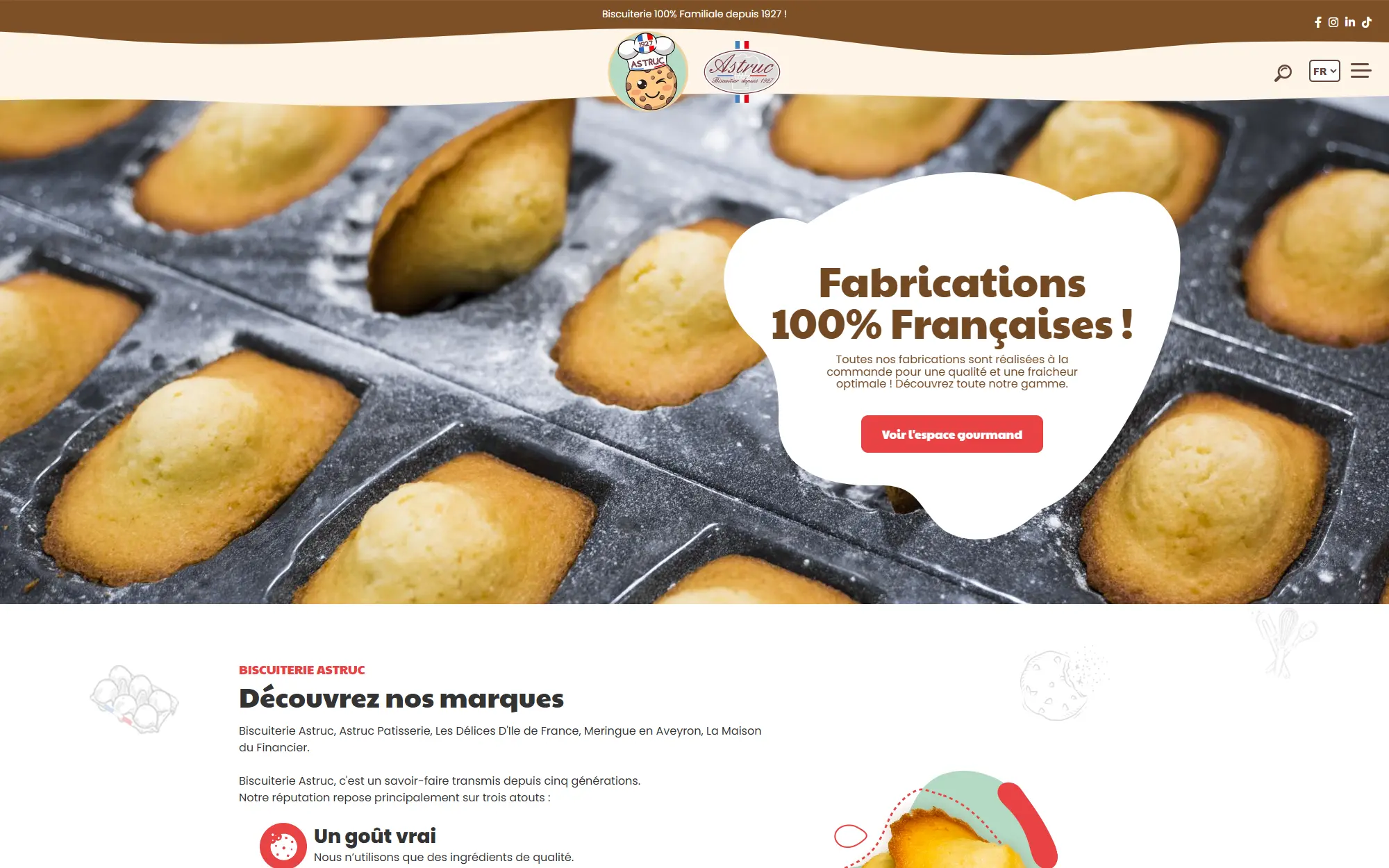 Biscuiterie Astruc — site vitrine agroalimentaire fabrication 100% française Villeparisis