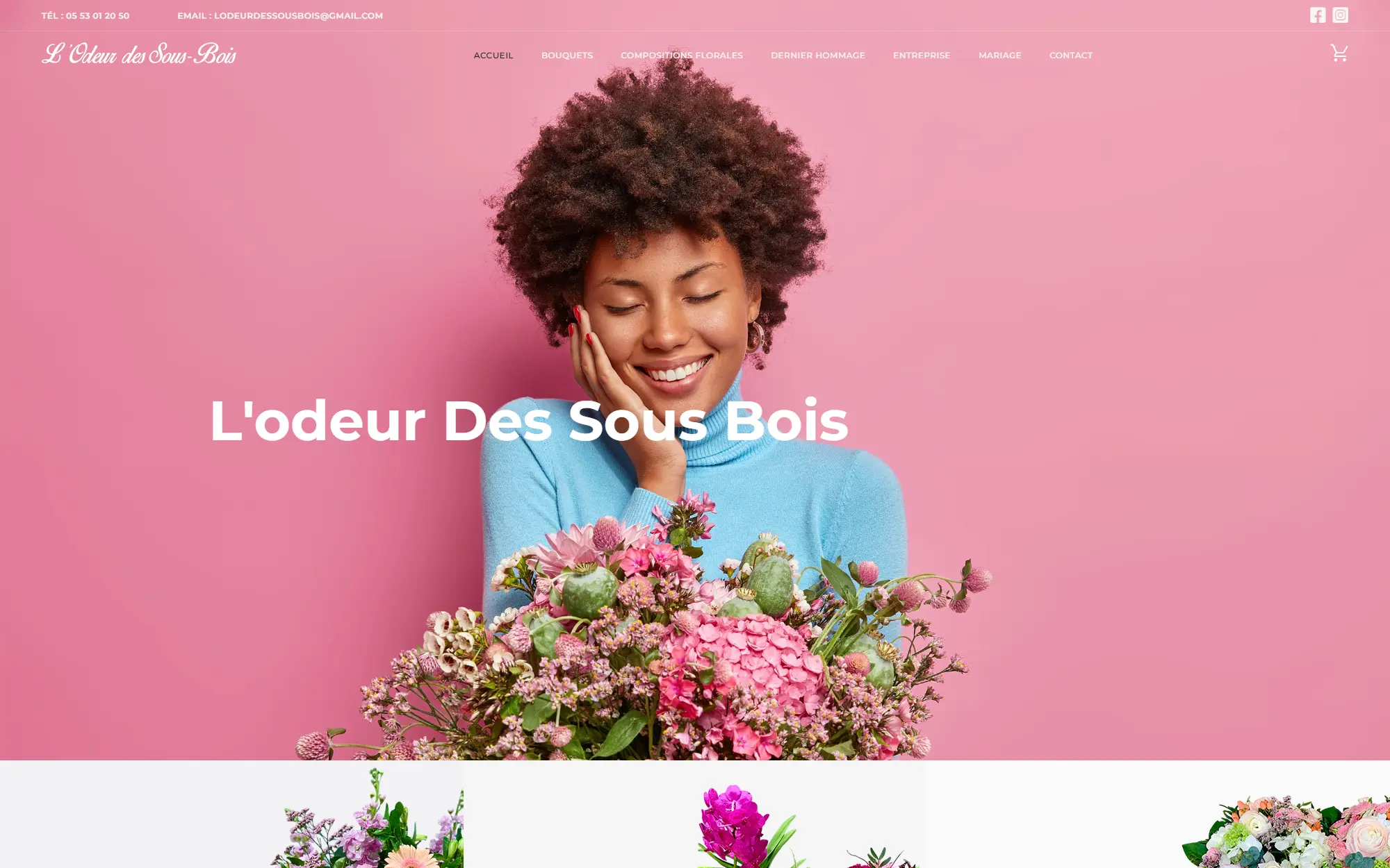 Fleuriste L'Odeur des sous-bois — refonte site e-commerce catalogue floral Lot-et-Garonne